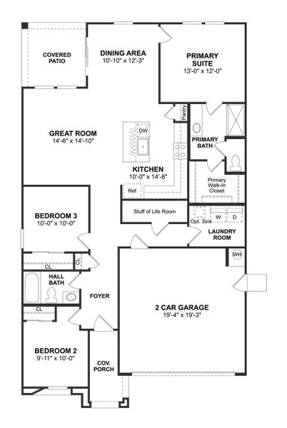 2D floor plan layout for the Clyde by K. Hovnanian® Homes in Monroe Ranch, Buckeye, AZ (Image 3).