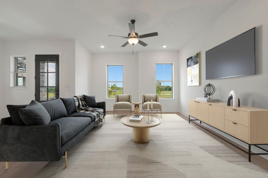 Furnished interior view inside a new home in Ridgeline Towns, McKinney (Image 7). Furnished interior view inside a new home in Ridgeline Towns, McKinney (Image 7).