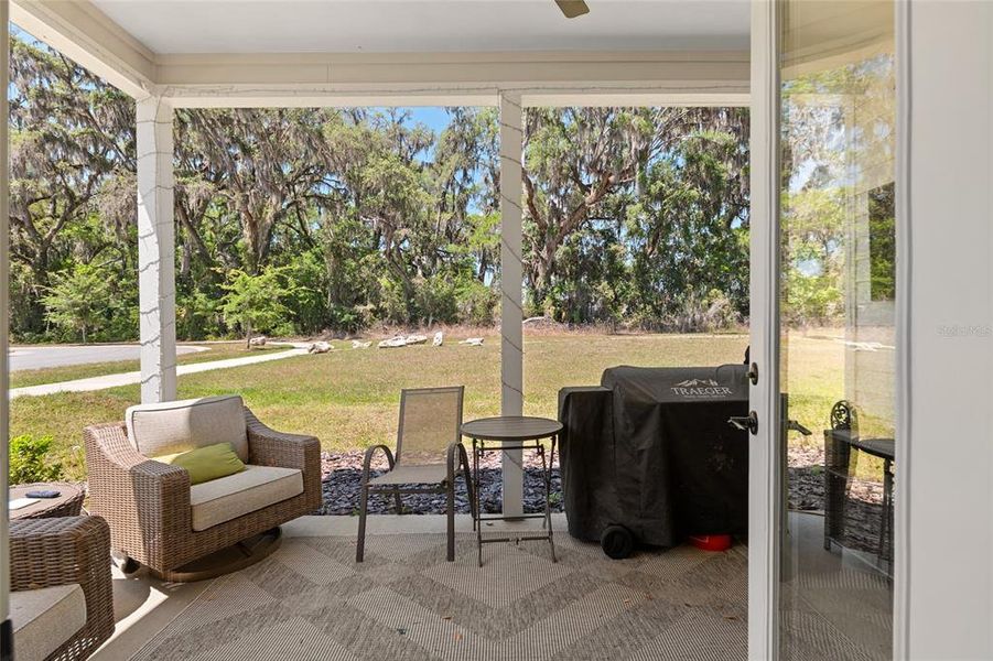 Exterior details and patio area of a home in Fairway Pointe at West End, Newberry (Image 4).