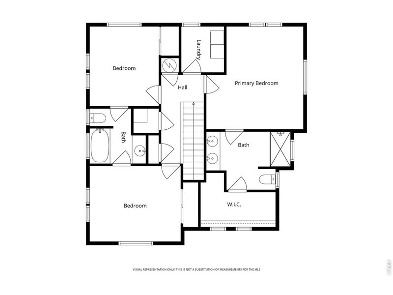 2D floor plan layout of this home in Thompson River Ranch, Johnstown, CO (Image 6).