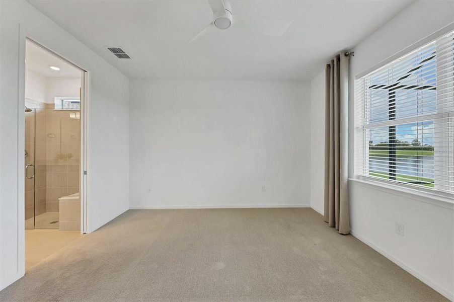 Pocket door to the primary bath