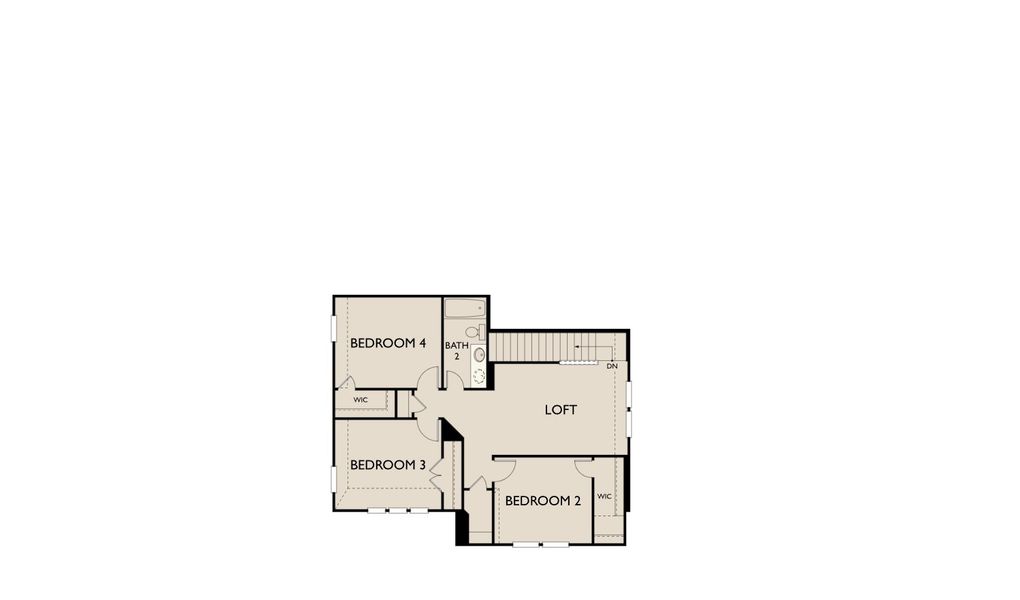 2D floor plan layout for the Austin by Ashton Woods in Blue Heron Estates, Mont Belvieu, TX (Image 4).