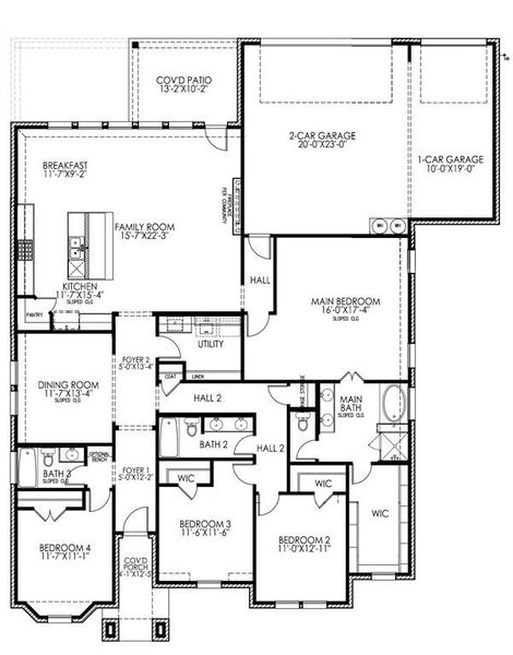2D floor plan layout of this home in Ten Mile Creek Estates, DeSoto, TX (Image 5).
