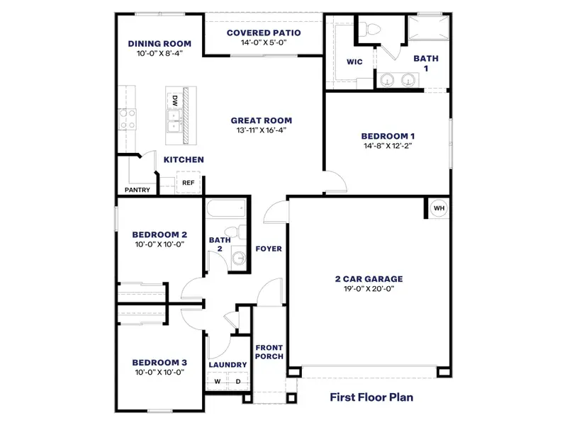 2D floor plan layout of this home in Entrada Del Oro, Gold Canyon, AZ (Image 4).