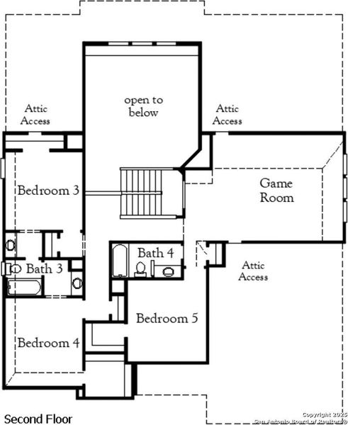 2D floor plan layout of this home in Stillwater Ranch 60', San Antonio, TX (Image 4).