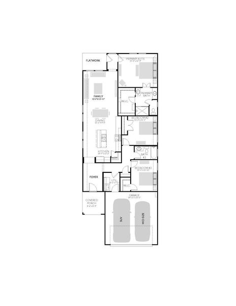 2D floor plan layout of this home in Trinity Ranch, Elgin, TX (Image 5).