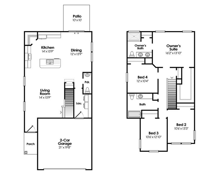 2D floor plan layout of this home in Emanuel Creek, West Columbia, SC (Image 4).
