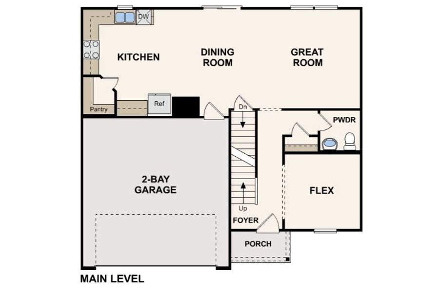 2D floor plan layout of this home in The Pines at Stoney Point, Lexington, NC (Image 3).