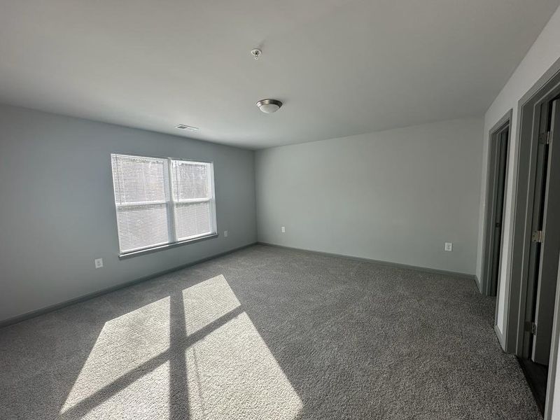 Empty room with dark carpet