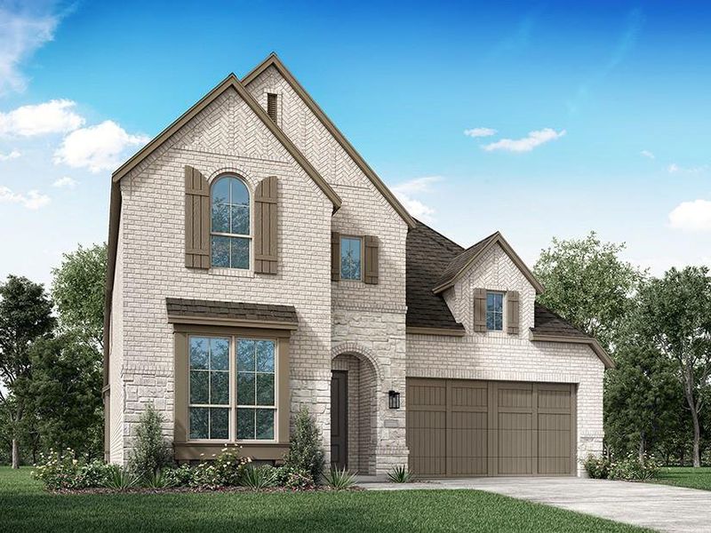 Front exterior of a new home in Wildflower Ranch: 50ft. lots, Dish, TX, highlighting curb appeal (Image 1).