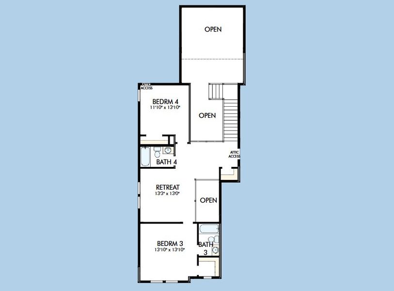 2D floor plan layout for the The Peony by David Weekley Homes in The George - Enclave Collection, Richmond, TX (Image 4).