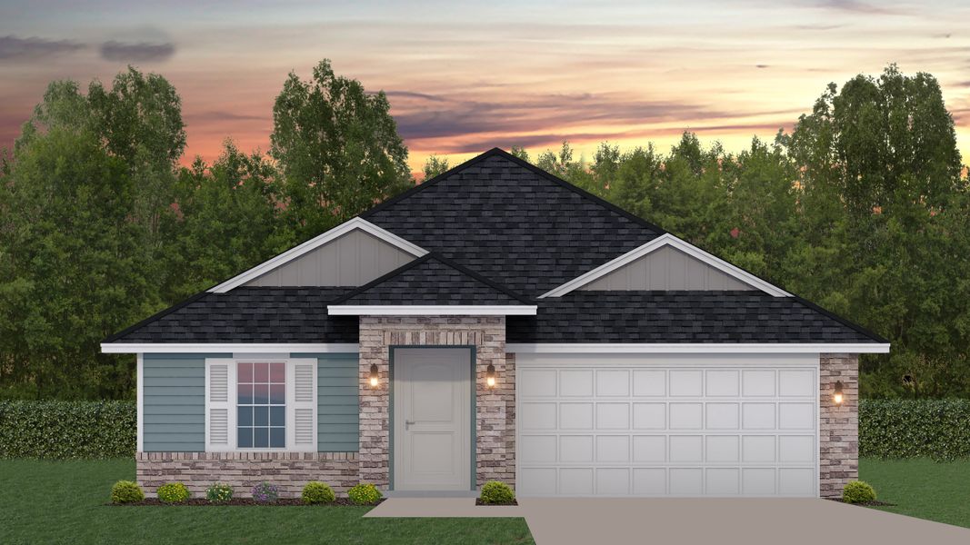 Representative exterior photo of a completed home built from the 1512 by Adams Homes in Winding Oaks, Weeki Wachee, FL (Image 19). Representative exterior photo of a completed home built from the 1512 by Adams Homes in Winding Oaks, Weeki Wachee, FL (Image 19).