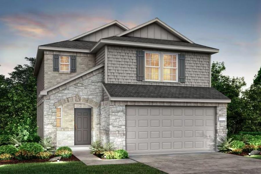 Front exterior of a new home in Mavera, Conroe, TX, highlighting curb appeal (Image 1). Front exterior of a new home in Mavera, Conroe, TX, highlighting curb appeal (Image 1).