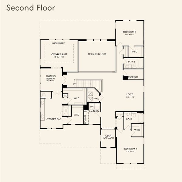 2D floor plan layout for the Roseland by Pulte Homes in Oakhurst Grove, Simpsonville, SC (Image 4).