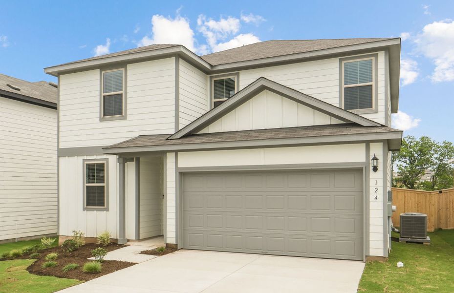 Front exterior of a new home in Sonterra, Jarrell, TX, highlighting curb appeal (Image 19).