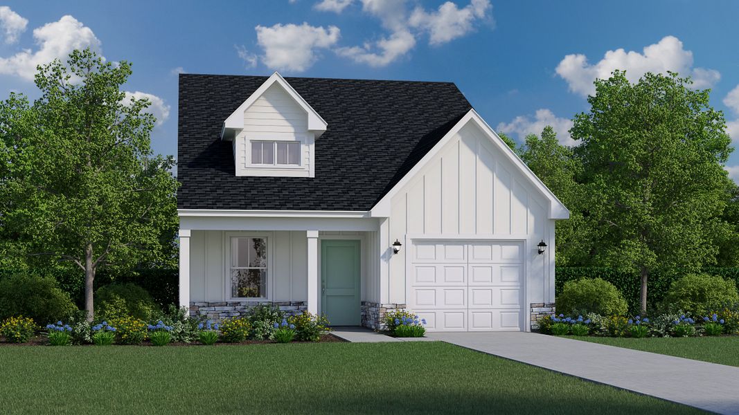 Representative exterior photo of a completed home built from the Sterling by Veranda Homes in Hitchcock Preserve, Aiken, SC (Image 1). Representative exterior photo of a completed home built from the Sterling by Veranda Homes in Hitchcock Preserve, Aiken, SC (Image 1).