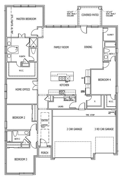 2D floor plan layout of this home in The Colony, Bastrop, TX (Image 3).