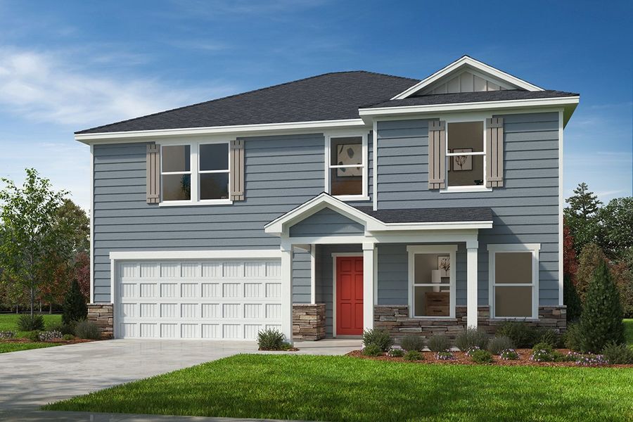 Representative exterior photo of a completed home built from the Plan 2539 by KB Home in Bella Vista Classic, Denver, NC (Image 8).