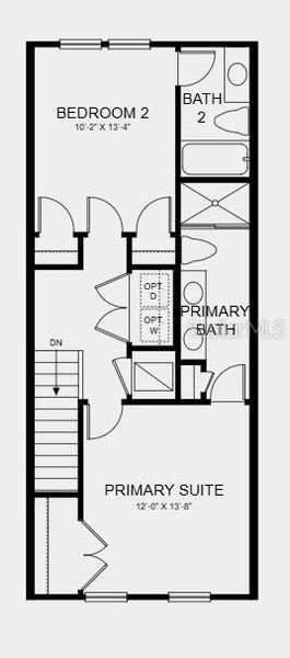 2D floor plan layout of this home in The Townhomes at Skye Ranch, Sarasota, FL (Image 4).