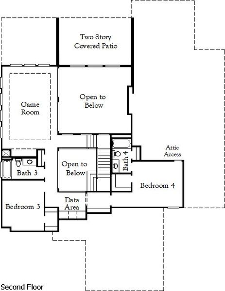 2D floor plan layout for the Huxley by Coventry Homes in Wolf Ranch 71', Georgetown, TX (Image 4).