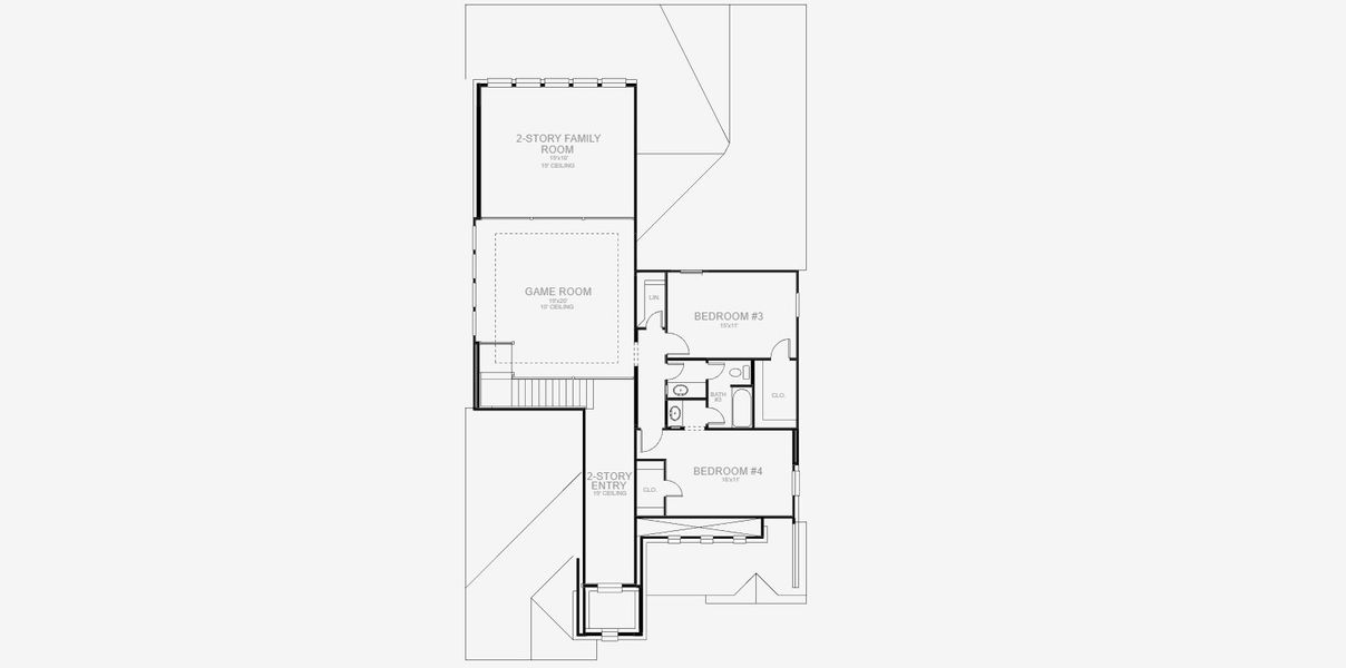 2D floor plan layout for the 3241W by Perry Homes in Eliana, Prosper, TX (Image 4).