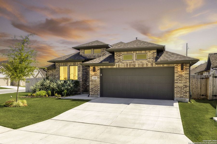 Front exterior of a new home in The Village of Mill Creek 50', Seguin, TX, highlighting curb appeal (Image 19).