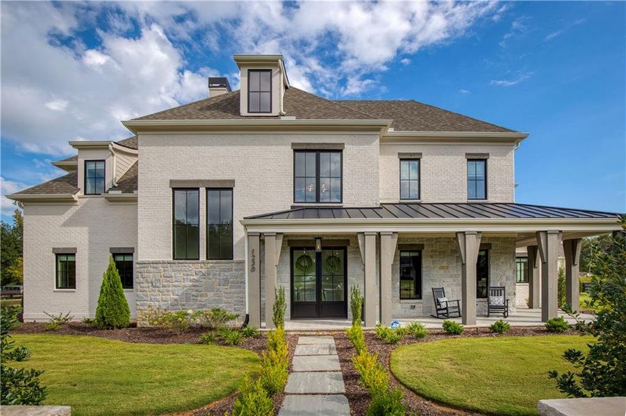 Front exterior of a new home in , Alpharetta, GA, highlighting curb appeal (Image 1). Front exterior of a new home in , Alpharetta, GA, highlighting curb appeal (Image 1).