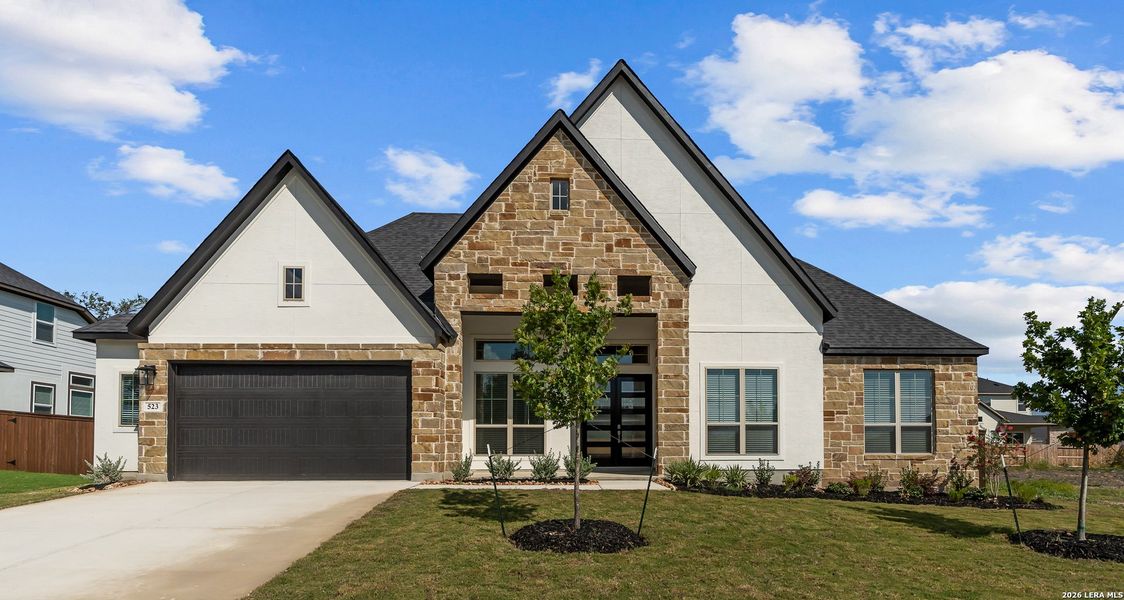 Front exterior of a new home in , San Antonio, TX, highlighting curb appeal (Image 1). Front exterior of a new home in , San Antonio, TX, highlighting curb appeal (Image 1).