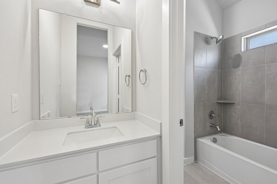 Secondary Bathroom in the Gilmour II home plan by Trophy Signature Homes