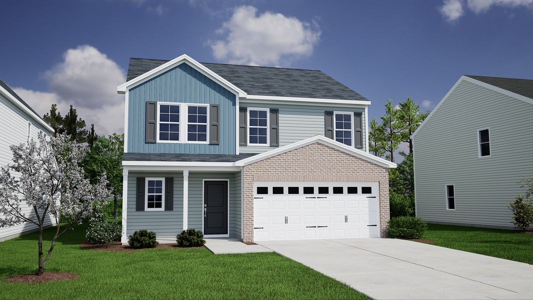 Representative exterior photo of a completed home built from the Rutherford - Genesis Value Collection by Mungo Homes in Hidden Springs, Lexington, SC (Image 5). Representative exterior photo of a completed home built from the Rutherford - Genesis Value Collection by Mungo Homes in Hidden Springs, Lexington, SC (Image 5).