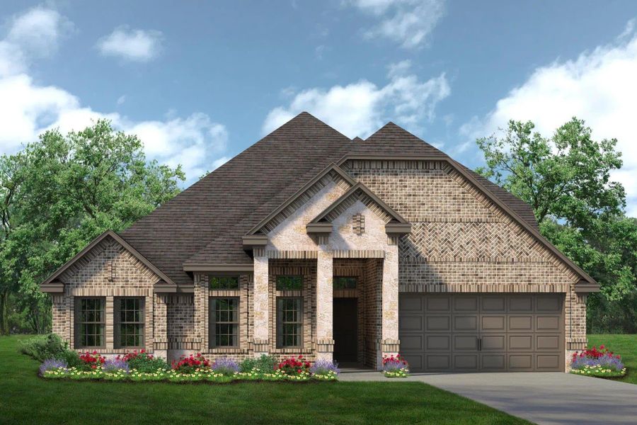 Elevation E with Stone | Concept 2379 at Abe's Landing in Granbury, TX by Landsea Homes