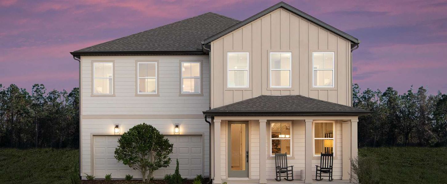 Representative exterior photo of a completed home built from the Griffin II by Ashton Woods in Ardisia Park Estate, New Smyrna Beach, FL (Image 2). Representative exterior photo of a completed home built from the Griffin II by Ashton Woods in Ardisia Park Estate, New Smyrna Beach, FL (Image 2).