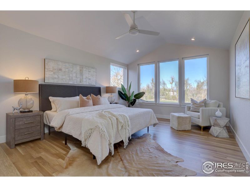 White Oak floors in the Primary BR with room for a seating area