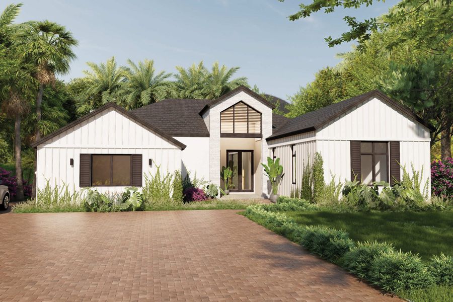 Representative exterior photo of a completed home built from the Majestic by CC Homes in Estates by Turnberry, Davie, FL (Image 9).