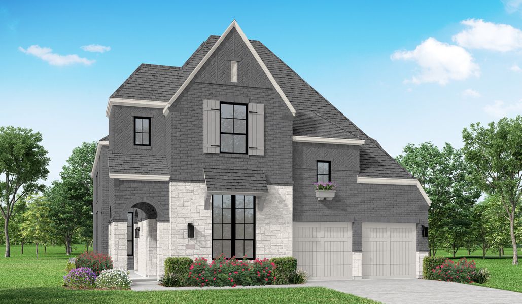 Representative exterior photo of a completed home built from the 566 by Highland Homes in Star Trail, Prosper, TX (Image 20).