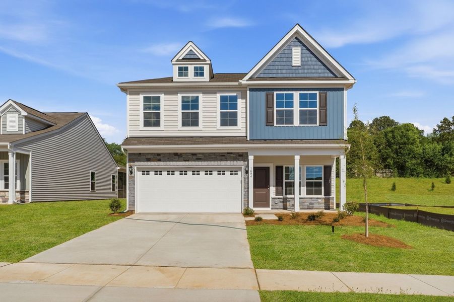 Front exterior of a new home in Piper Creek, Newton, NC, highlighting curb appeal (Image 1). Front exterior of a new home in Piper Creek, Newton, NC, highlighting curb appeal (Image 1).