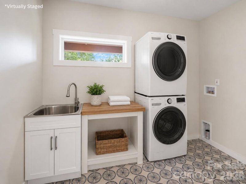 Virtually Staged Main level laundry