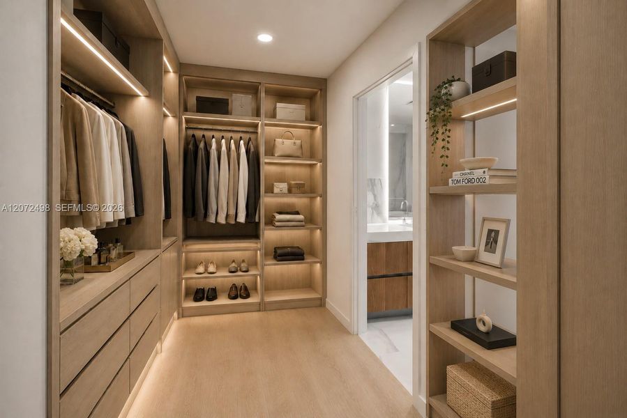 Master closet- Virtually staged for illustration purposes Master closet- Virtually staged for illustration purposes