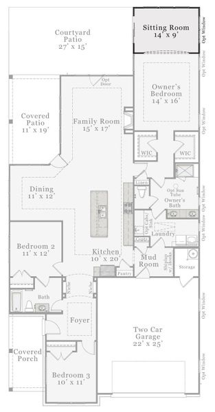 Optional - Owner's Sitting Room with Sliding Glass Doors and Windows