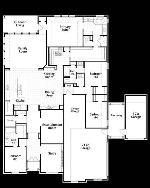 2D floor plan layout for the 217G by Highland Homes in Quail Hollow, Rockwall, TX (Image 3).