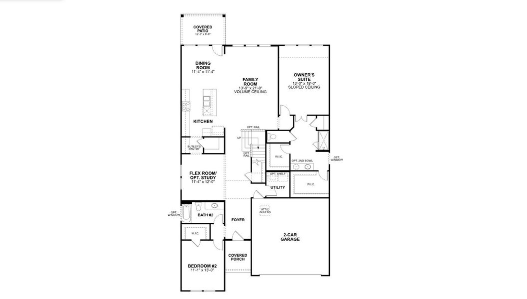 2D floor plan layout for the Balcones by M/I Homes in Hallimore Ranch, Rosenberg, TX (Image 3).