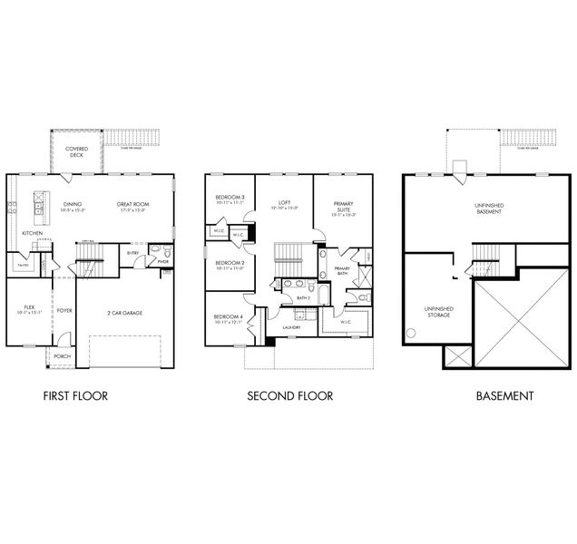 2D floor plan layout of this home in Preserve at Mountain Creek, Pendergrass, GA (Image 3).