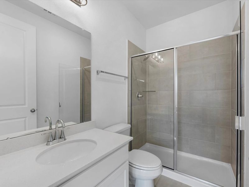 Secondary bathroom. Sample product photo. Actual exterior and interior selections may vary by homesite. Photo may be virtually staged. Secondary bathroom. Sample product photo. Actual exterior and interior selections may vary by homesite. Photo may be virtually staged.