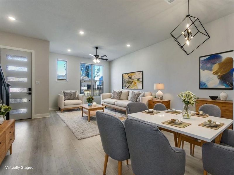 Furnished interior view inside a new home in Hillside at Las Colinas, Irving (Image 4). Furnished interior view inside a new home in Hillside at Las Colinas, Irving (Image 4).