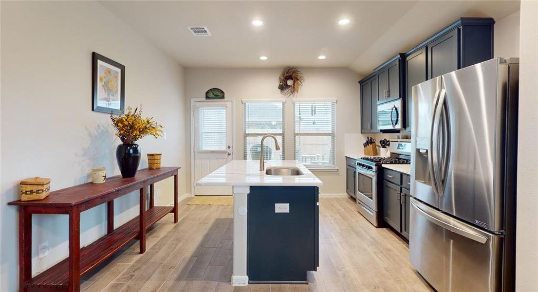 A look through the kitchen to the back door