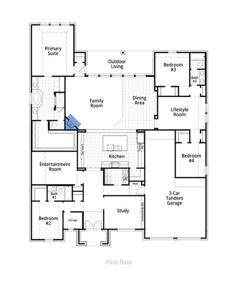 2D floor plan layout for the 272 Plan by Highland Homes in Pecan Square: 100ft. lots, Northlake, TX (Image 4). 2D floor plan layout for the 272 Plan by Highland Homes in Pecan Square: 100ft. lots, Northlake, TX (Image 4).