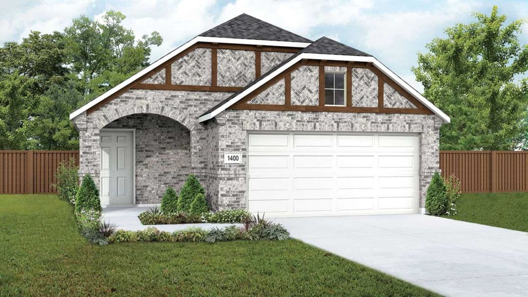 Representative exterior photo of a completed home built from the Compass by DRB Homes in Westridge Journey, McKinney, TX (Image 7).