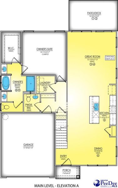 2D floor plan layout of this home in The Grove, Florence, SC (Image 4).