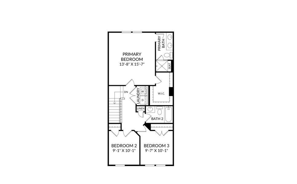 2D floor plan layout for the The Quinn by Stanley Martin Homes in Croftside Townhomes, Powder Springs, GA (Image 22).