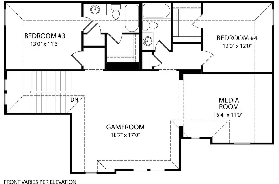 2D floor plan layout of this home in Wolf Ranch West Bend - 60', Georgetown, TX (Image 4).